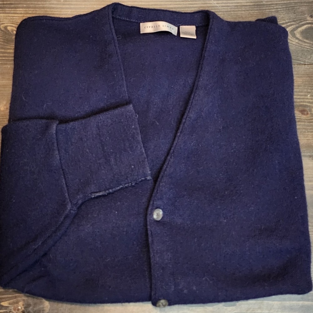 Vintage Cypress Links Acrylic Knit Cardigan Sweater Men's XX‎ Large Tall Blue